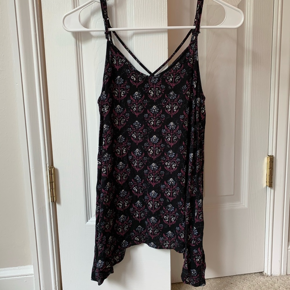 Mossimo Black/Purple Tank Top Cross Back M